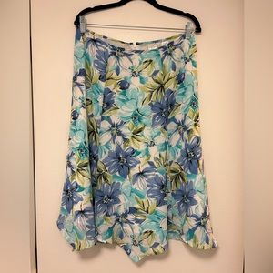 Blue/green floral midi skirt